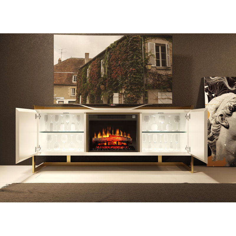 Canora Grey Ambie TV Stand for TVs up to 58" with Fireplace Included